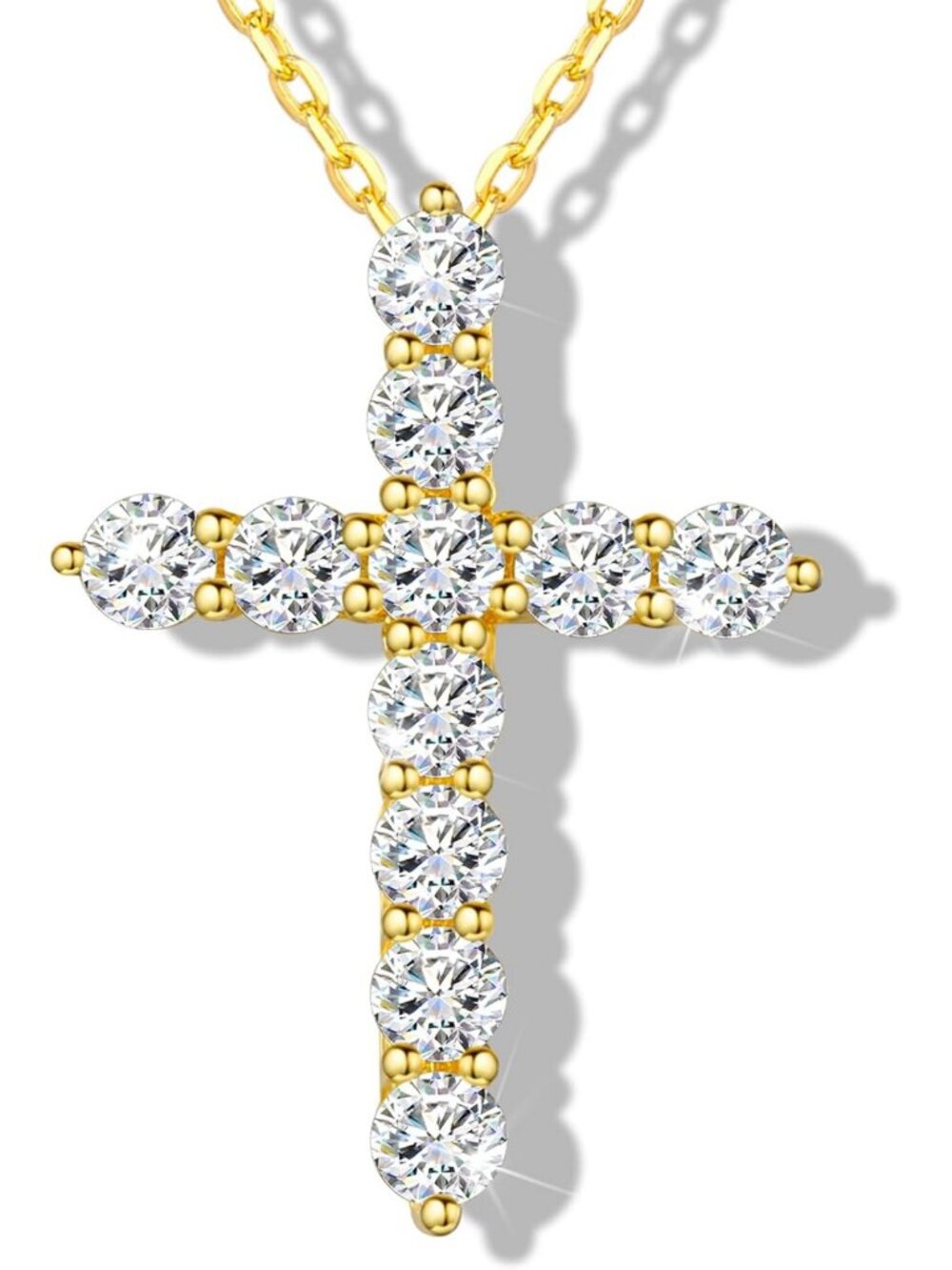 Elegant Moissanite Cross Necklace for Women, S925 Sterling Silver Pendant
